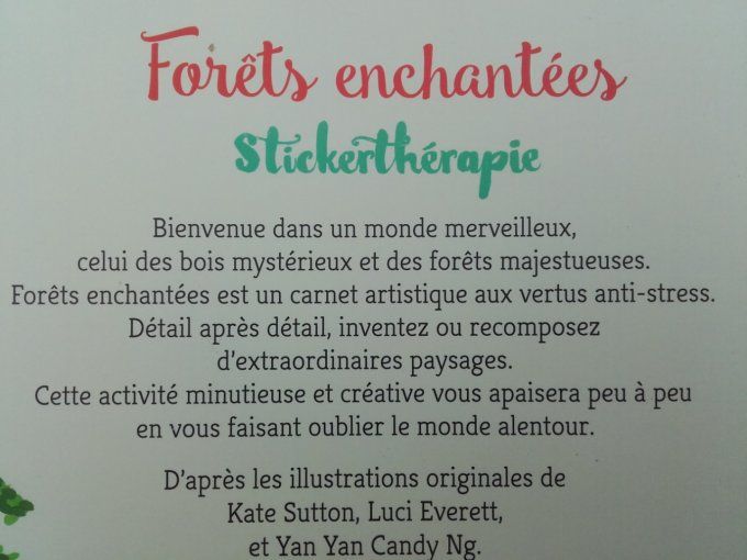 Forêts enchantées, stickerthérapie