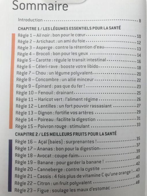 Les 50 règles d'or aliments santé