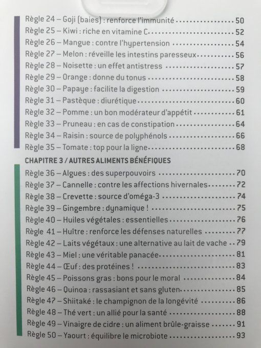 Les 50 règles d'or aliments santé