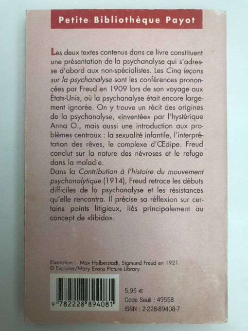 Cinq leçon sur la psychanalyse suivi de contribution à l'histoire...