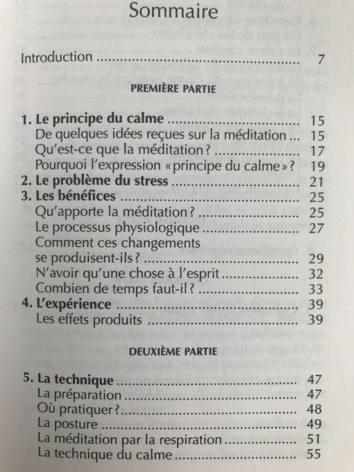 Le principe du calme